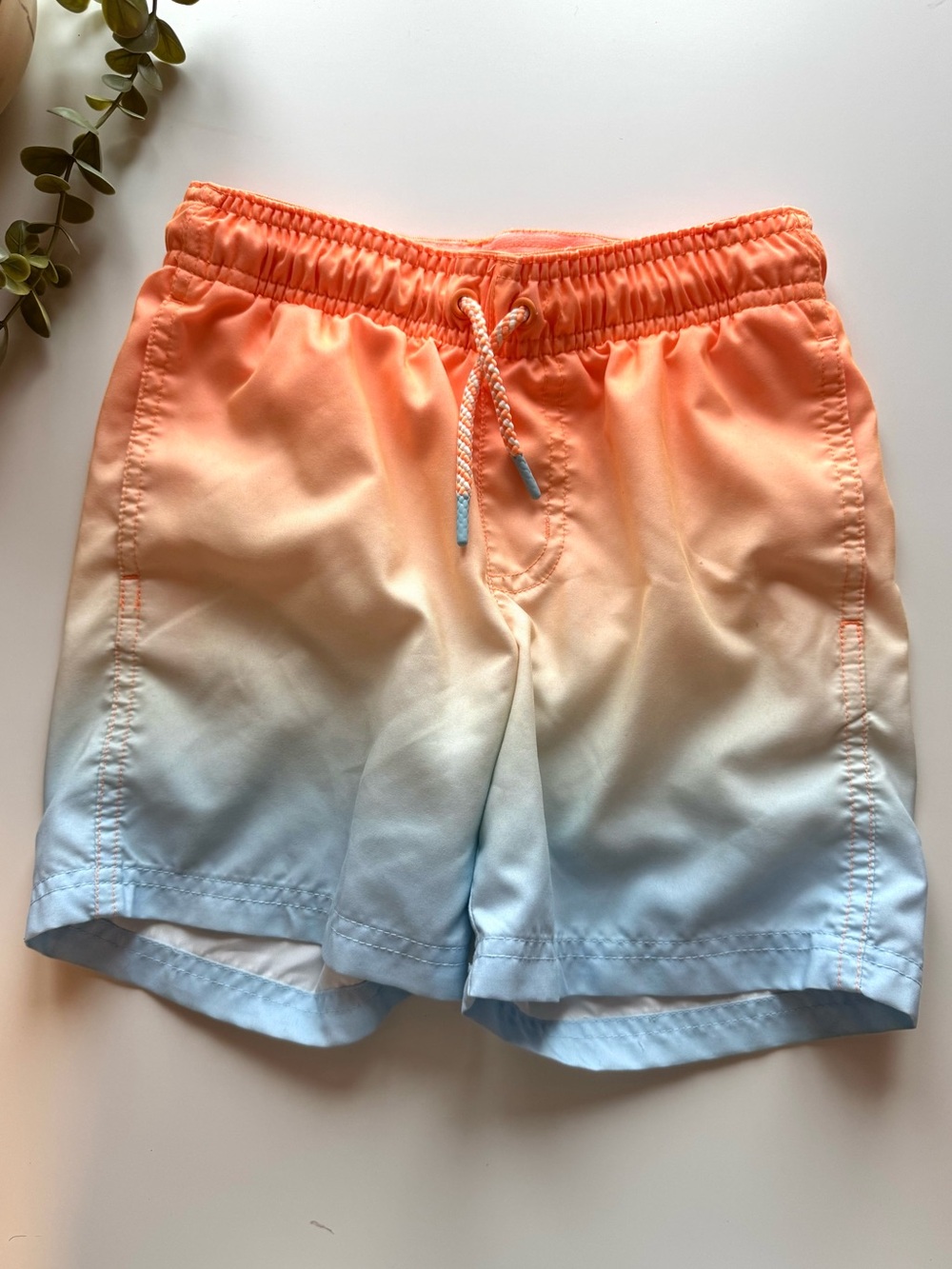 Cat & Jack Boys Swim Trunks Size S 6/7 Orange Blue Ombre Swim Shorts Beach Pool